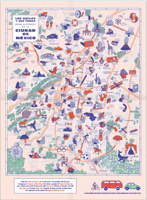 Mapa Plegable Las Calles y sus Temas Mapa Ilustrado de la CDMX