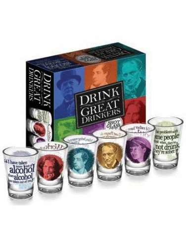 [814229004011] Drink with the Great Drinkers: set de 6 vasos tequileros