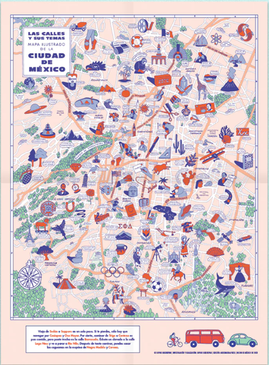 [MAPAMIXMEDIA] Las Calles y sus Temas. Mapa ilustrado de la CDMX