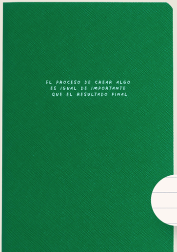 [PERPETUA5] Libreta verde pasta blanda "el proceso de crear algo..." Perpetua